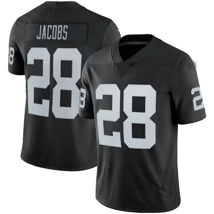 L.Raiders #28 Josh Jacobs Black Vapor Limited Jersey Stitched American Football Jerseys - Main View