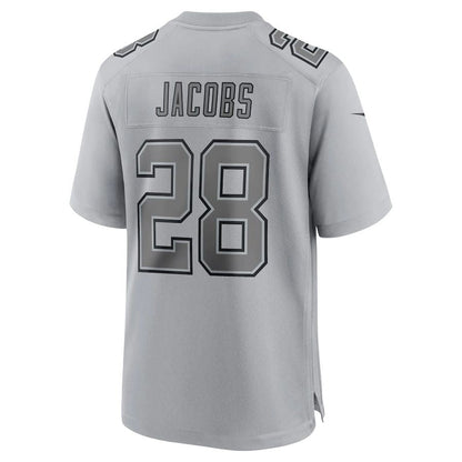L.Raiders #28 Josh Jacobs Gray Atmosphere Fashion Game Jersey Stitched American Football Jerseys view 2