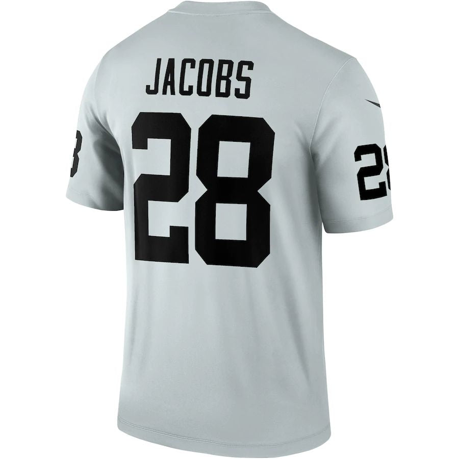L.Raiders #28 Josh Jacobs Silver Inverted Legend Jersey Stitched American Football Jerseys - Main View