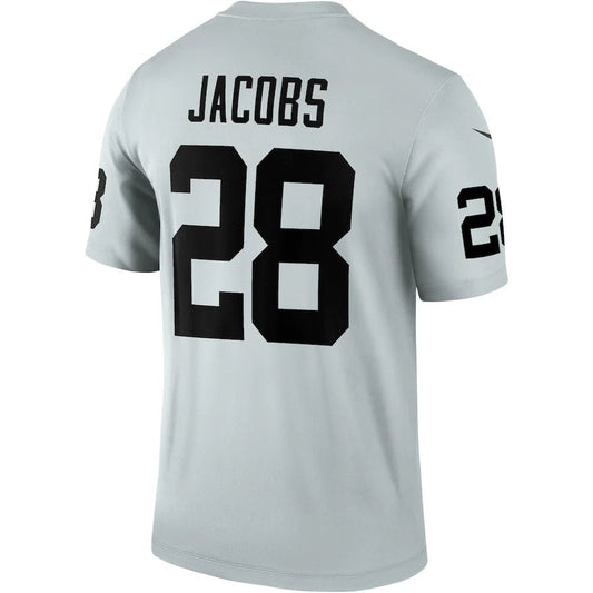 L.Raiders #28 Josh Jacobs Silver Inverted Legend Jersey Stitched American Football Jerseys - Main View