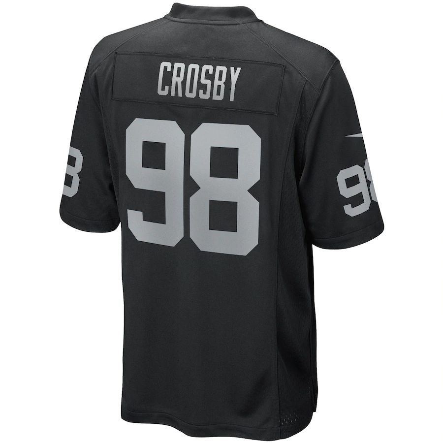 L.Raiders #98 Maxx Crosby Black Game Player Jersey Stitched American Football Jerseys - Main View