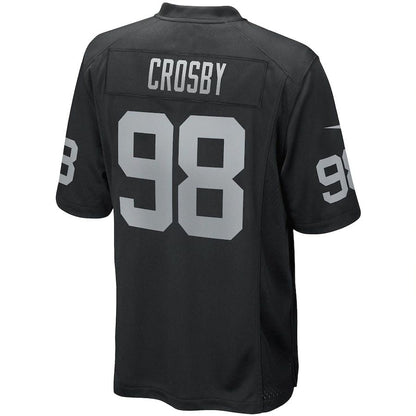 L.Raiders #98 Maxx Crosby Black Game Player Jersey Stitched American Football Jerseys - Main View