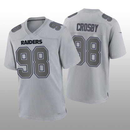 L.Raiders #98 Maxx Crosby Gray Atmosphere Game Jersey Stitched American Football Jerseys - Main View