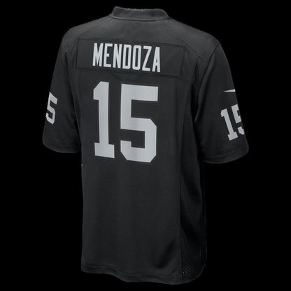 LV.Raiders #15 Fernando Mendoza Black 2026 Draft First Round Pick No. 1 Team Game Stitched Football American Jersey - Main View