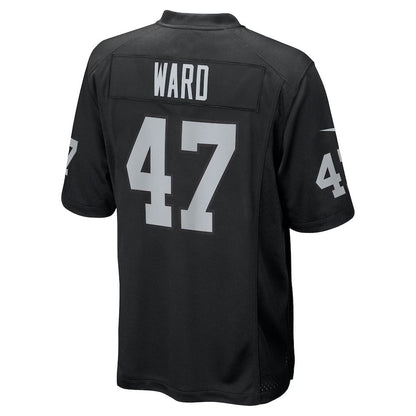 LV.Raiders #47 Alex Ward Black Team Game Football Jersey - Main View