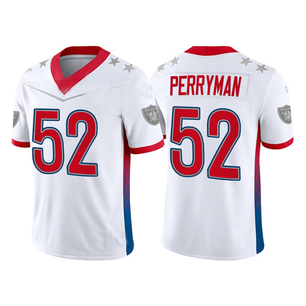 L.Raiders #52 Denzel Perryman 2022 White AFC Pro Bowl Stitched Jersey American Football Jerseys - Main View