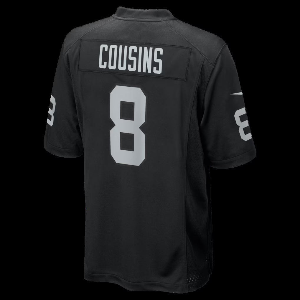 LV.Raiders #8 Kirk Cousins Black Team Game Stitched Football American Jersey - Main View