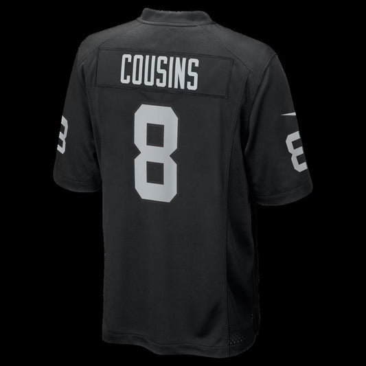 LV.Raiders #8 Kirk Cousins Black Team Game Stitched Football American Jersey - Main View