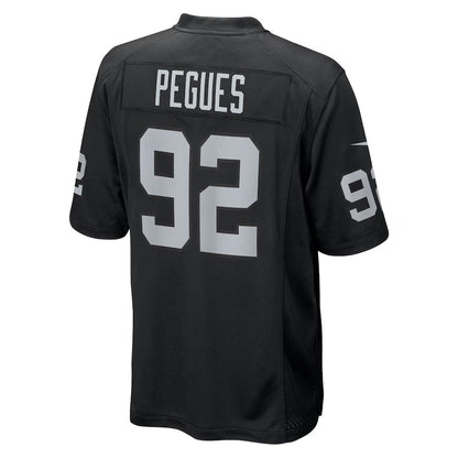 LV.Raiders #92 JJ Pegues Black Team Game American Football Jerseys - Main View