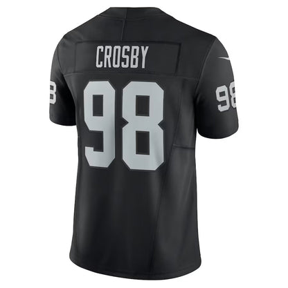 LV.Raiders #98 Maxx Crosby Black Vapor F.U.S.E. Limited Stitched American Football Jerseys - Main View