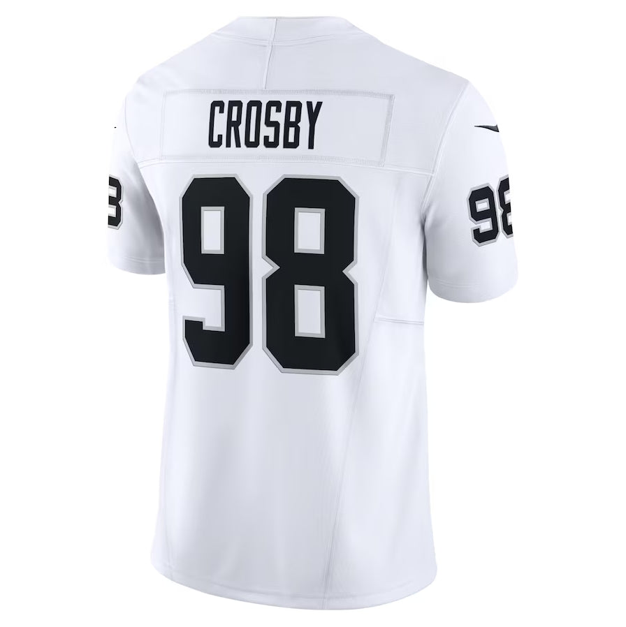 LV.Raiders #98 Maxx Crosby White Vapor F.U.S.E. Limited Stitched American Football Jerseys - Main View