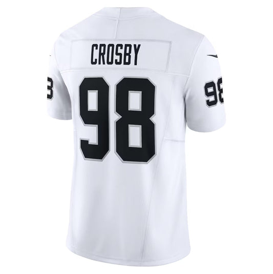 LV.Raiders #98 Maxx Crosby White Vapor F.U.S.E. Limited Stitched American Football Jerseys - Main View