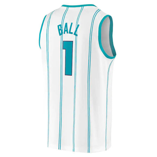 C.Hornets #1 LaMelo Ball Fanatics Branded 2022-23 Fast Break Replica Jersey White Association Edition Stitched American Basketball Jersey - Main View
