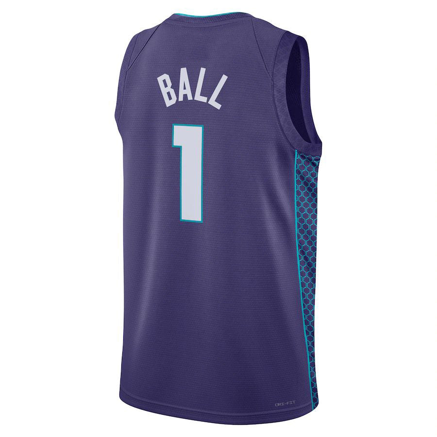 C.Hornets #1 LaMelo Ball Jordan Brand 2022-23 Statement Edition Swingman Jersey Purple Stitched American Basketball Jersey - Main View