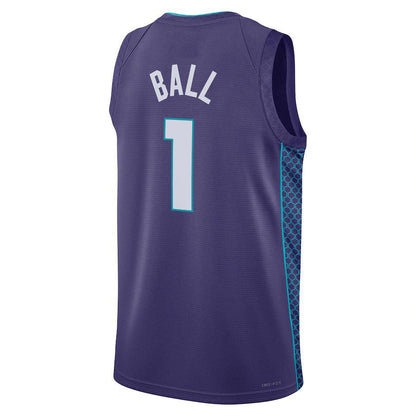 C.Hornets #1 LaMelo Ball Jordan Brand 2022-23 Statement Edition Swingman Jersey Purple Stitched American Basketball Jersey - Main View