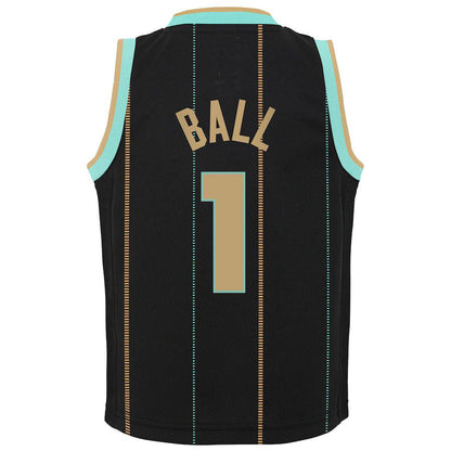 C.Hornets #1 LaMelo Ball Jordan Brand Toddler 2022-23 Replica Jersey City Edition Black Stitched American Basketball Jersey - Main View