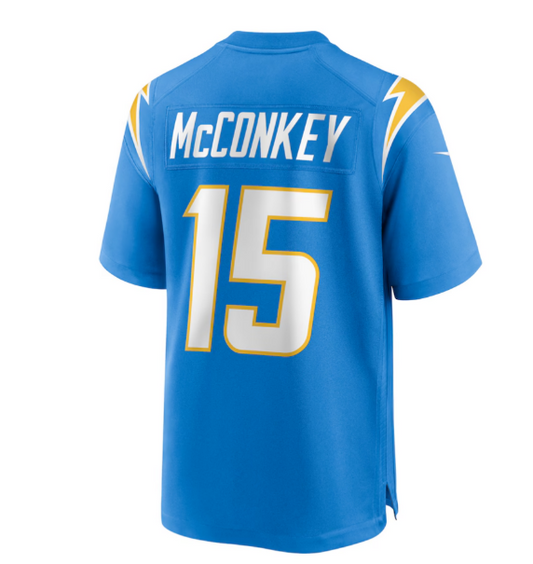 LA.Chargers #15 Ladd McConkey 2024 Draft Player Game Jersey - Powder Blue American Football Jerseys - Main View