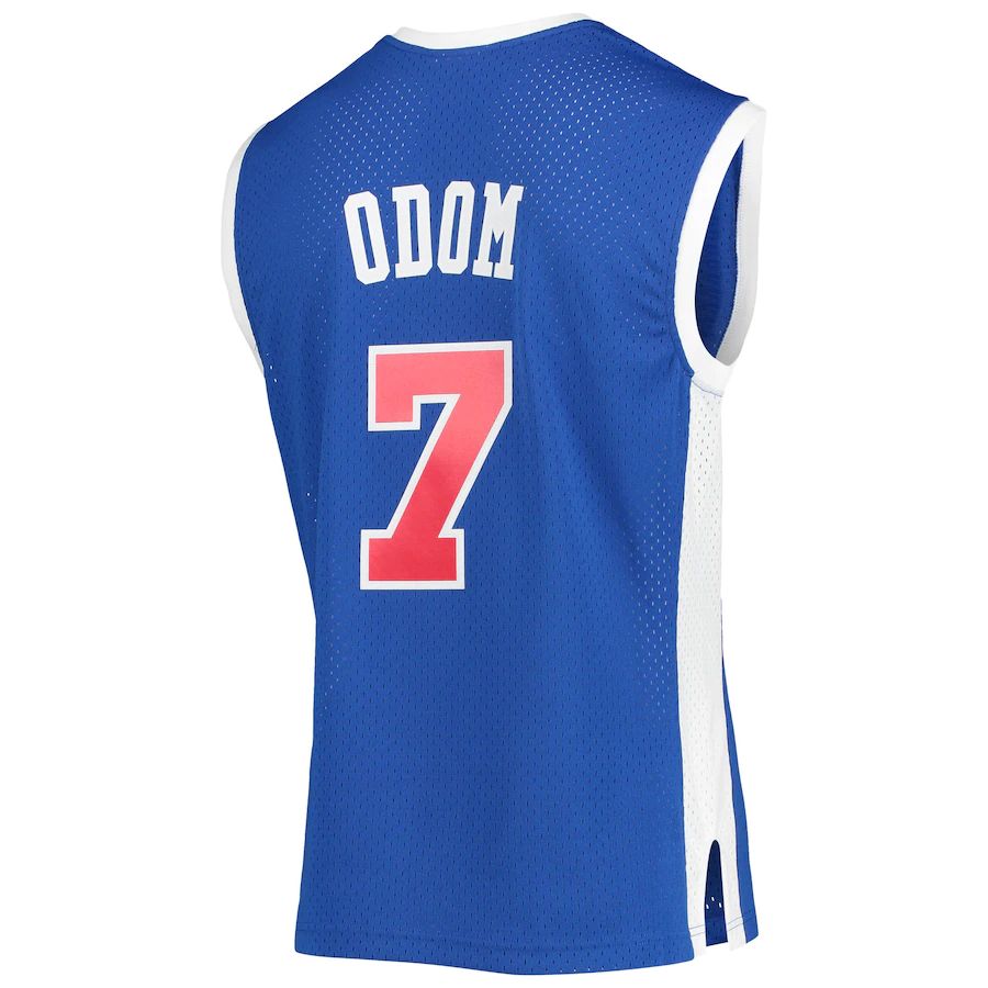 LA.Clippers #7 Lamar Odom Mitchell & Ness 2002-03 Hardwood Classics Swingman Jersey Royal Stitched American Basketball Jersey - Main View
