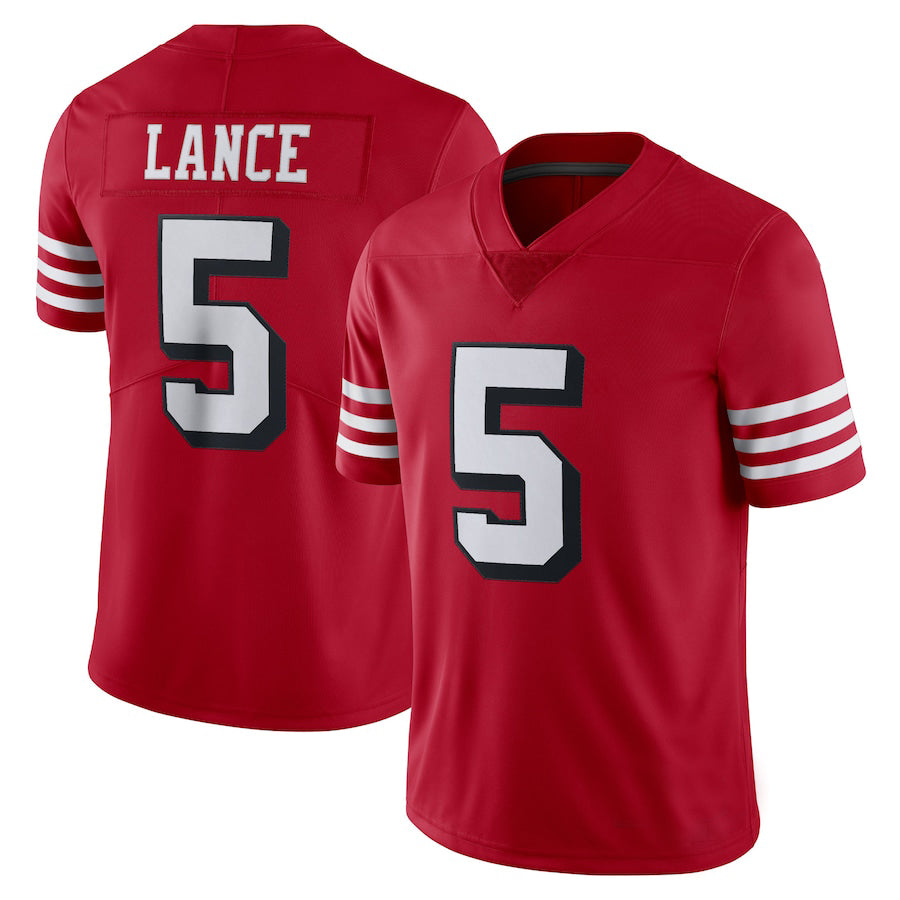 SF.49ers  #5 Trey Lance New Red Black Stitched American Football Jerseys 2022 view 2