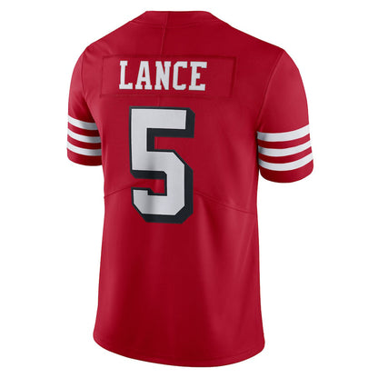 SF.49ers  #5 Trey Lance New Red Black Stitched American Football Jerseys 2022 - Main View