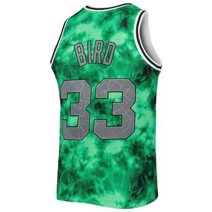 B.Celtics #33 Larry Bird Mitchell & Ness 1985-86 Galaxy Swingman Jersey Kelly Green Stitched American Basketball Jersey - Main View
