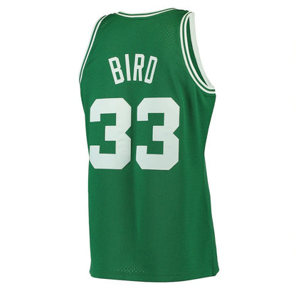 B.Celtics #33 Larry Bird Mitchell & Ness 1985-86 Hardwood Classics Swingman Jersey Kelly Green Stitched American Basketball Jersey - Main View
