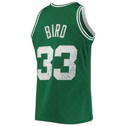 B.Celtics #33 Larry Bird Mitchell & Ness 1996-97 Hardwood Classics 75th Anniversary Diamond Swingman Jersey Kelly Green Stitched American Basketball Jersey - Main View