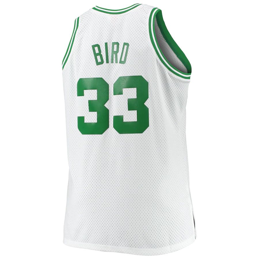 B.Celtics #33 Larry Bird Mitchell & Ness Big & Tall 1985-86 Hardwood Classics Swingman Jersey White Stitched American Basketball Jersey - Main View