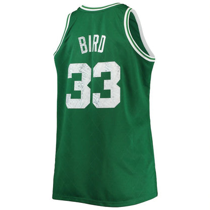 B.Celtics #33 Larry Bird Mitchell & Ness Big & Tall 1985-86 75th Anniversary Diamond Swingman Jersey Kelly Green Stitched American Basketball Jersey - Main View