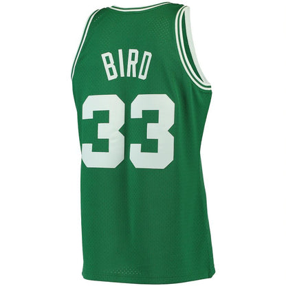 B.Celtics #33 Larry Bird Mitchell & Ness Big & Tall Hardwood Classics Jersey Kelly Green Stitched American Basketball Jersey - Main View