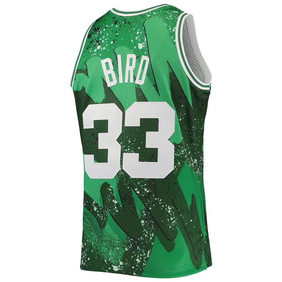 B.Celtics #33 Larry Bird Mitchell & Ness Hardwood Classics 1985-86 Hyper Hoops Swingman Jersey Kelly Green Stitched American Basketball Jersey - Main View