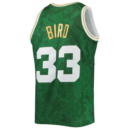 B.Celtics #33 Larry Bird Mitchell & Ness Hardwood Classics 1985-86 Lunar New Year Swingman Jersey Kelly Green Stitched American Basketball Jersey - Main View