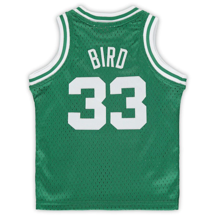 B.Celtics #33 Larry Bird Mitchell & Ness Infant 1985-86 Hardwood Classics Retired Player Jersey Kelly Green Stitched American Basketball Jersey - Main View