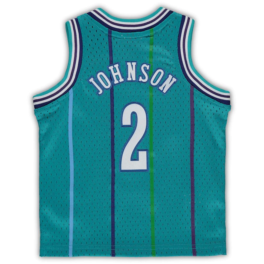 C.Hornets #2 Larry Johnson Mitchell & Ness Infant 1992-93 Hardwood Classics Retired Player Jersey Teal Stitched American Basketball Jersey - Main View