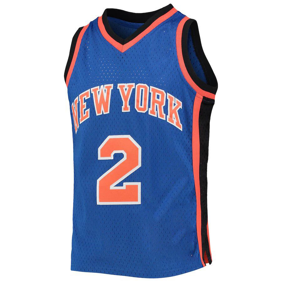 NY.Knicks #2 Larry Johnson Mitchell & Ness 1998-99 Hardwood Classics Swingman Jersey Blue Stitched American Basketball Jersey - Main View