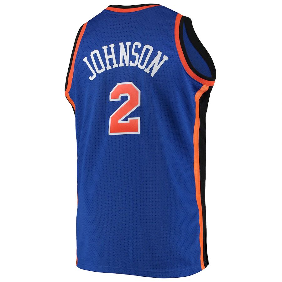 NY.Knicks #2 Larry Johnson Mitchell & Ness Big & Tall Hardwood Classics Swingman Jersey Blue Stitched American Basketball Jersey - Main View