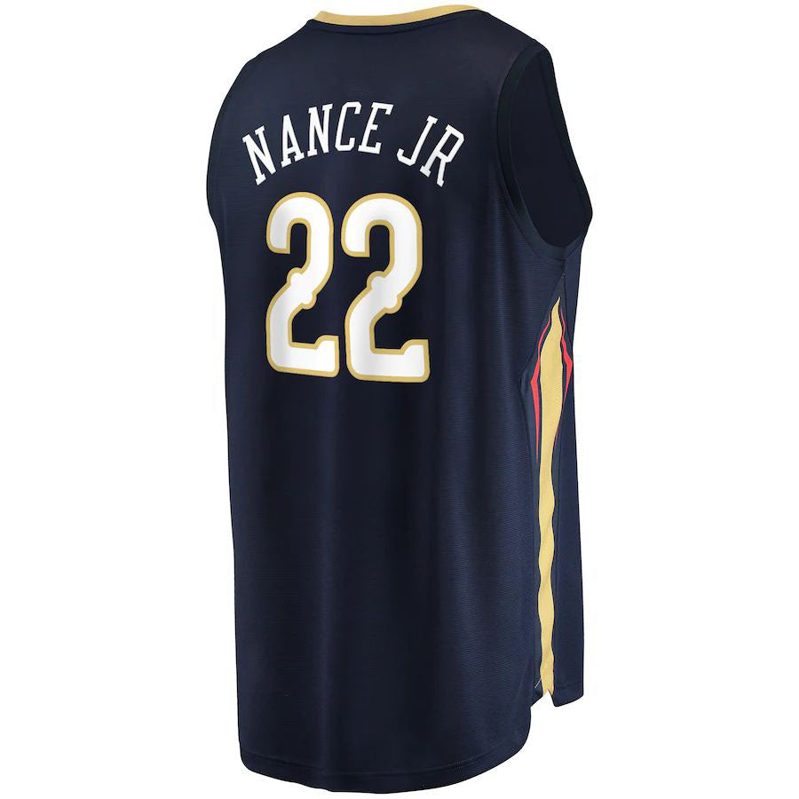 NO.Pelicans #22 Larry Nance Jr. Fanatics Branded 2021-22 Fast Break Replica Jersey  Icon Edition Navy Stitched American Basketball Jersey - Main View