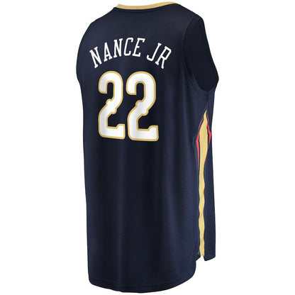 NO.Pelicans #22 Larry Nance Jr. Fanatics Branded 2021-22 Fast Break Replica Jersey  Icon Edition Navy Stitched American Basketball Jersey - Main View