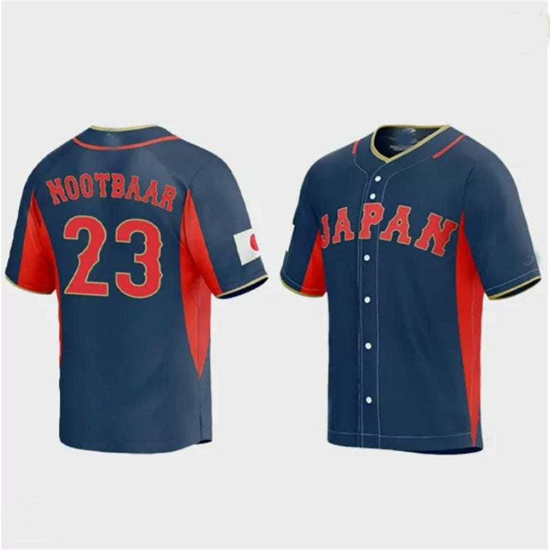 #23 Lars Nootbaar Japan Baseball 2023 World Baseball Classic Jersey ¨C Navy Stitches Baseball Jerseys - Main View