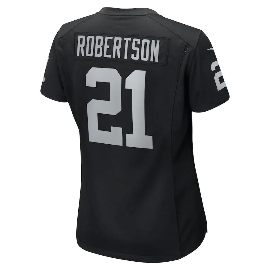 L.Raiders #21 Amik Robertson Black Team Game Jersey Stitched American Football Jerseys - Main View