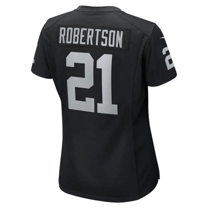 L.Raiders #21 Amik Robertson Black Team Game Jersey Stitched American Football Jerseys - Main View