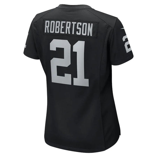 L.Raiders #21 Amik Robertson Black Team Game Jersey Stitched American Football Jerseys - Main View
