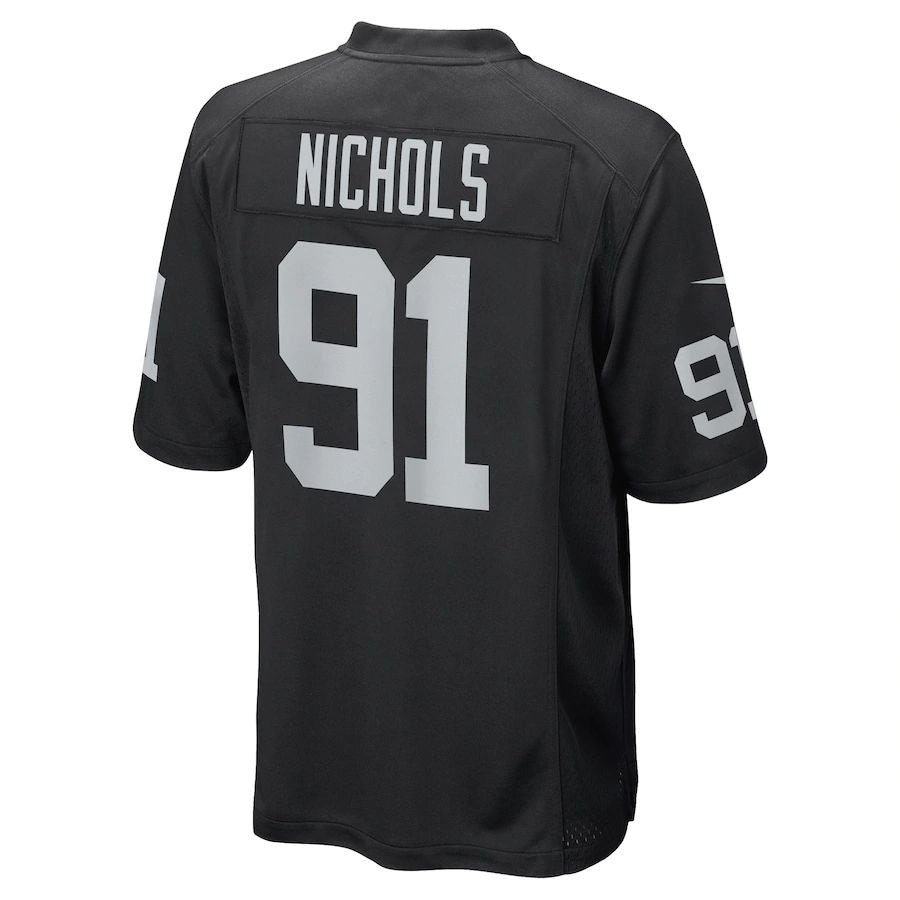 L.Raiders #91 Bilal Nichols Black Game Player Jersey Stitched American Football Jerseys - Main View
