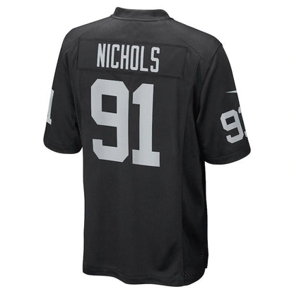 L.Raiders #91 Bilal Nichols Black Game Player Jersey Stitched American Football Jerseys - Main View