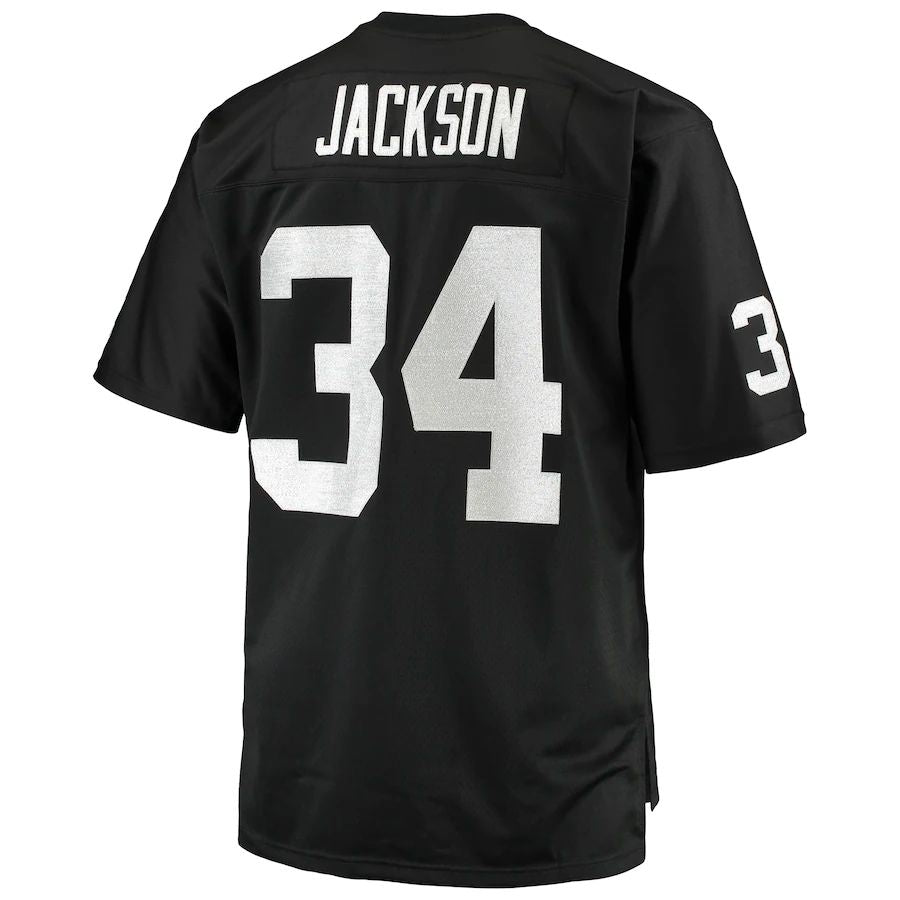 L.Raiders #34 Bo Jackson Mitchell & Ness Black Big & Tall 1988 Retired Player Replica Jersey Stitched American Football Jerseys - Main View