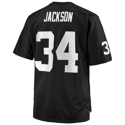 L.Raiders #34 Bo Jackson Mitchell & Ness Black Big & Tall 1988 Retired Player Replica Jersey Stitched American Football Jerseys - Main View