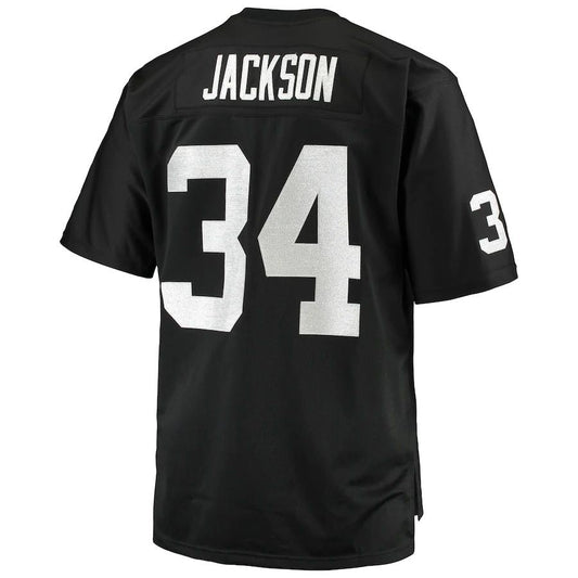 L.Raiders #34 Bo Jackson Mitchell & Ness Black Big & Tall 1988 Retired Player Replica Jersey Stitched American Football Jerseys - Main View