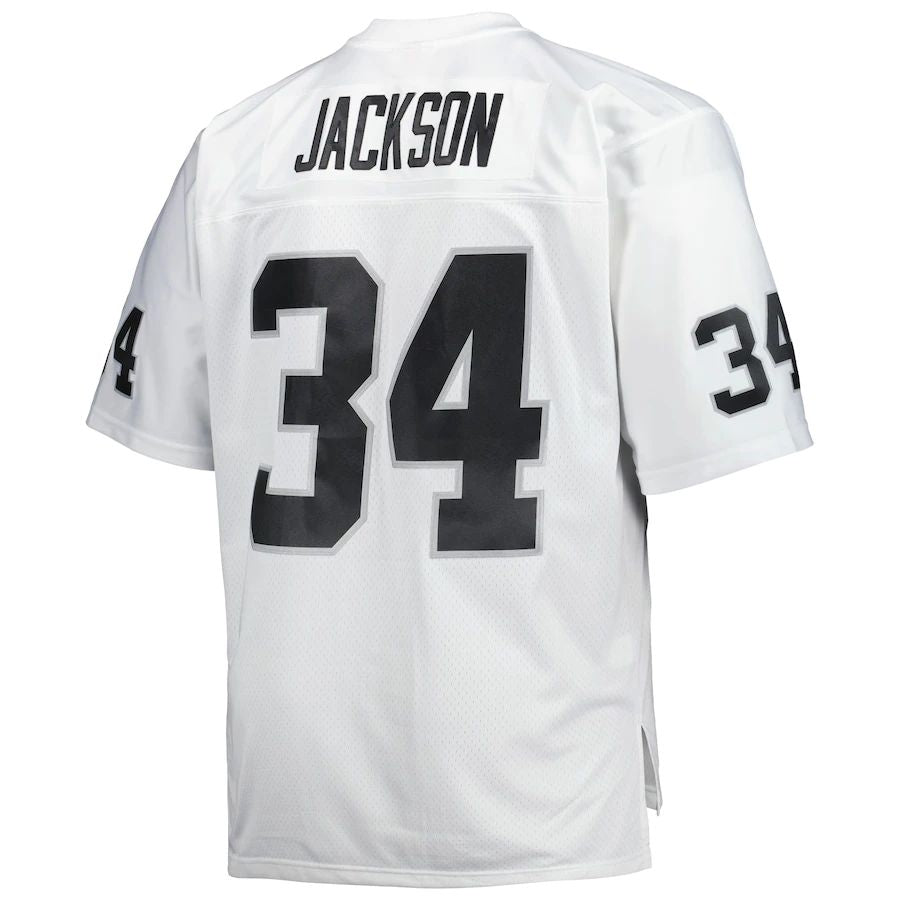 L.Raiders #34 Bo Jackson Mitchell & Ness White Big & Tall 1987 Retired Player Replica Jersey Stitched American Football Jerseys - Main View