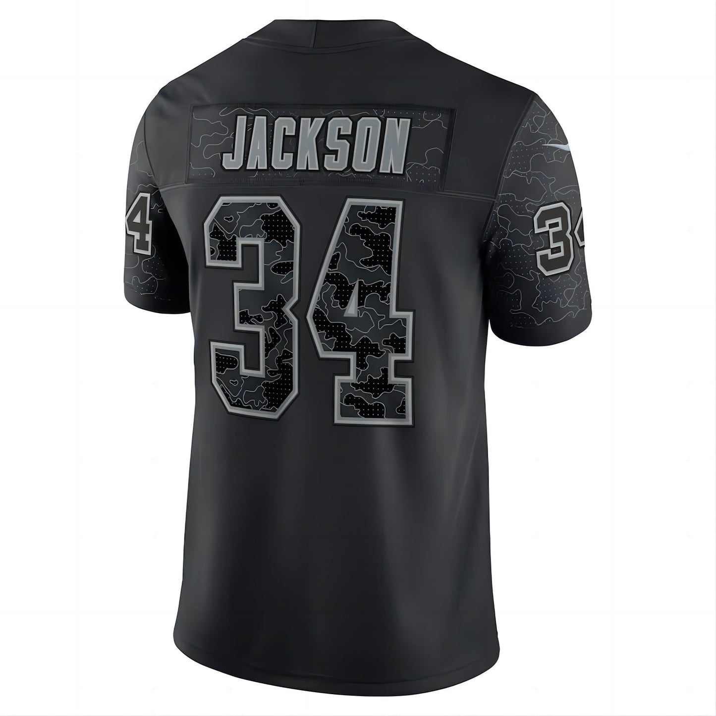 L.Raiders #34 Bo Jackson Black Retired Player RFLCTV Limited Jersey Stitched American Football Jerseys - Main View