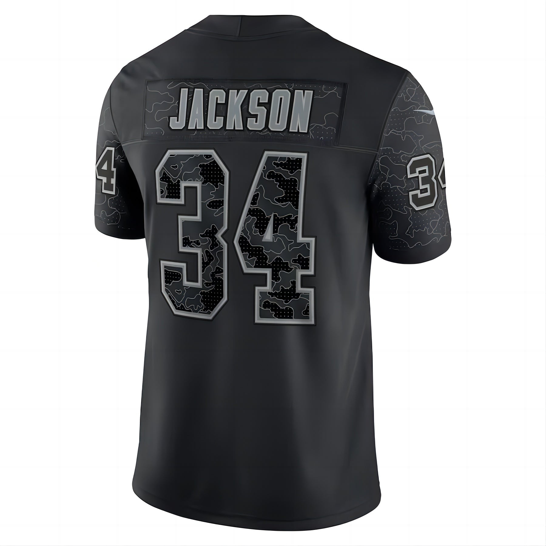 L.Raiders #34 Bo Jackson Black Retired Player RFLCTV Limited Jersey Stitched American Football Jerseys - Main View